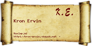 Kron Ervin névjegykártya